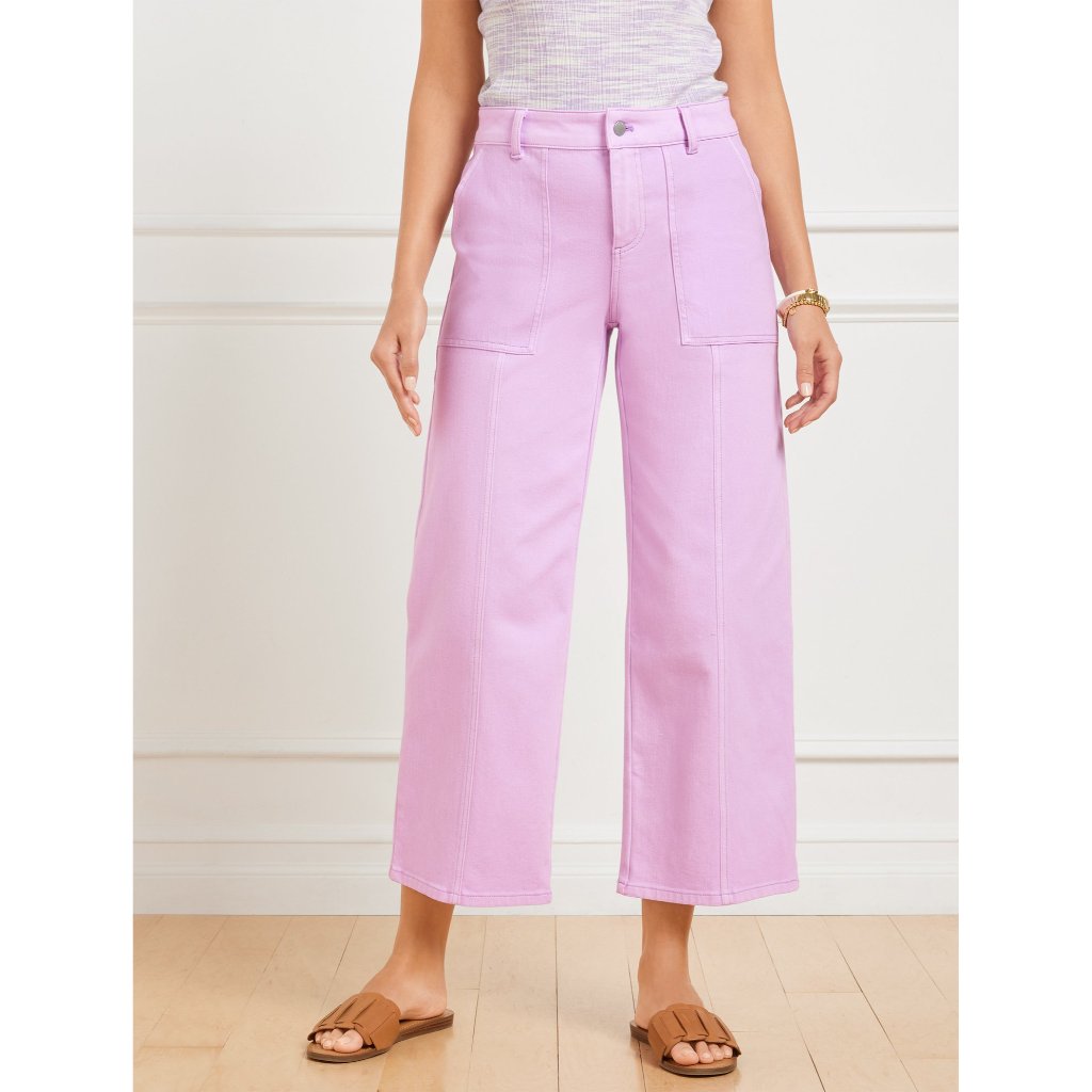 Talbots Wide Leg Crop Jeans Lilac Purple Petite 16p Patch Pocket Stretch Nwt